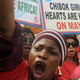 Members of civil society groups hold placards and shout slogans as they protest the abduction of Chibok schoolgirls during a rally May 6, 2014.
Pius Utomi Ekpei/Getty Images